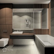 Drewno i beton w łazience